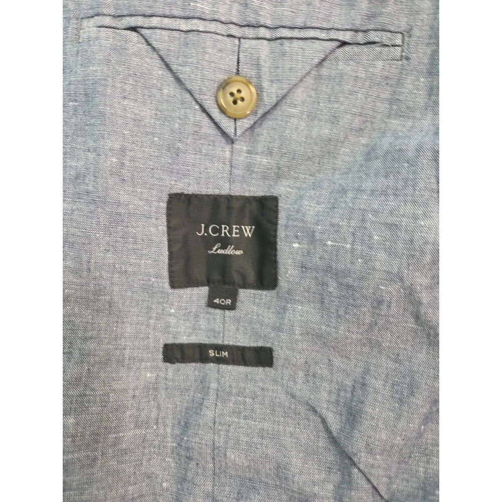 Men's J. Crew Ludlow #F127 Chambray Somelos Suit Jacket 40r slim